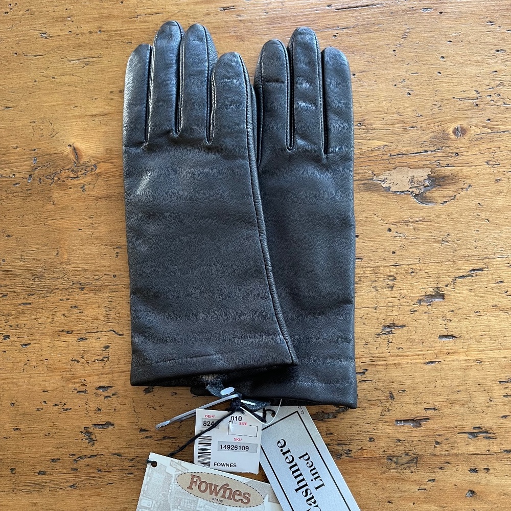 Fownes Black Leather Glove Cashmere Lined NWT